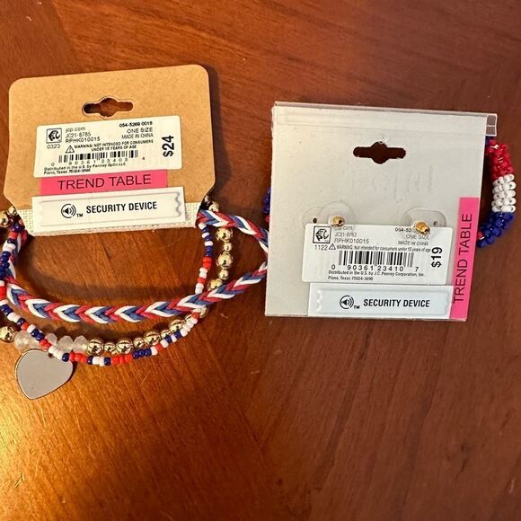 Bijoux Bar bracelet earrings patriotic American flag heart - Picture 3 of 3